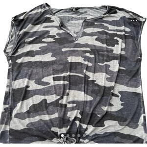 Lucky Brand camo print tie at waist, sleeveless top, women's size XL